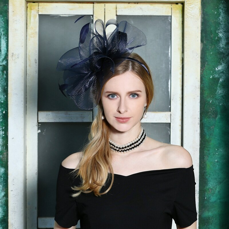 Fedoras Hat Lady Flower Wedding Hat Original British Little Party Headwear Female Church Hat Black B-8168