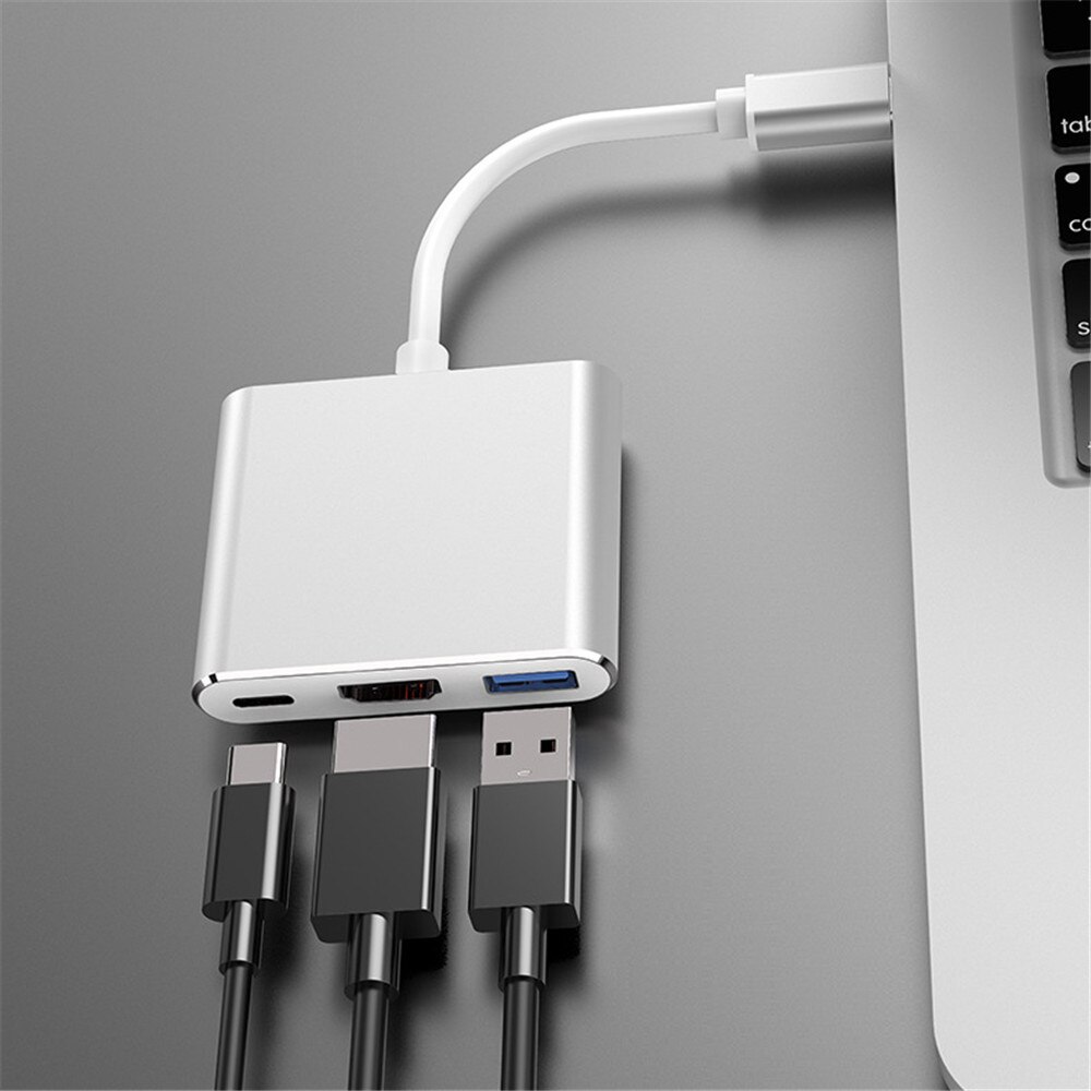 1Pcs 3 Adaptador USB Tipo C Hub Thunderbolt para HDMI Suporte Samsung Dex 4K modo USB-C Dock com PD para MacBook Pro/Ar 2020