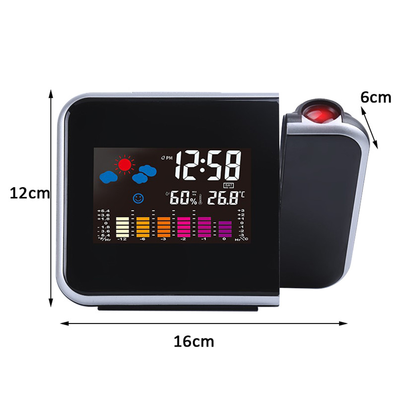 Tijd Horloge Projectie Wekker Snooze Digitale Wekker Met Weerstation Thermometer Datum Lcd Display Desktop Klok