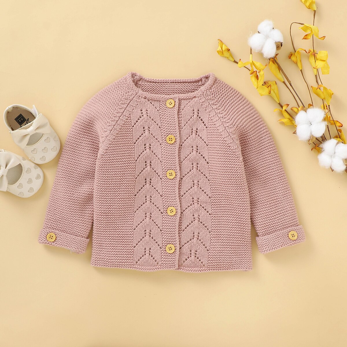 0-18M Newborn Kid Baby Girl Clothes Winter Warm Knitted Cardigan Sweater Cute Sweet Long Sleeve Knitwear Outfit