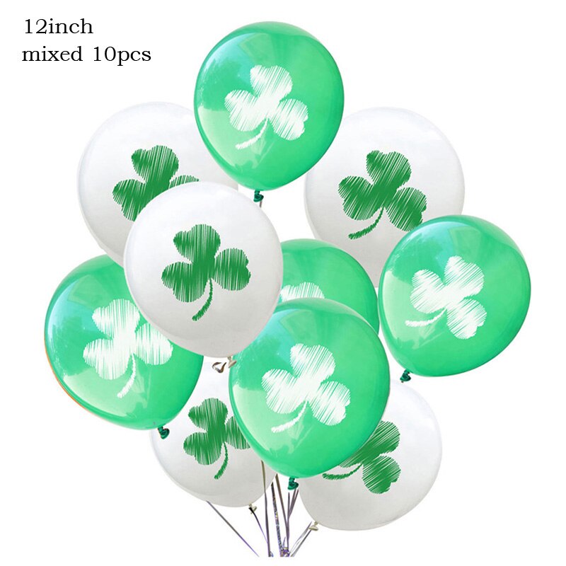 Leeiu St Patrick 's Day Decorations Green Clovers Banners Shamrock Lucky Irish Party Garlands Irish Festival Latex Balloons: 10