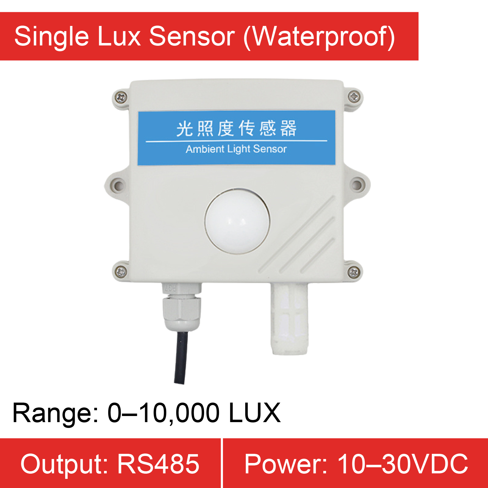 High-Precision Wall-Mounted Ambient Light Sensor Illuminance Meter with Temperature and Humidity Detection for Industrial Use