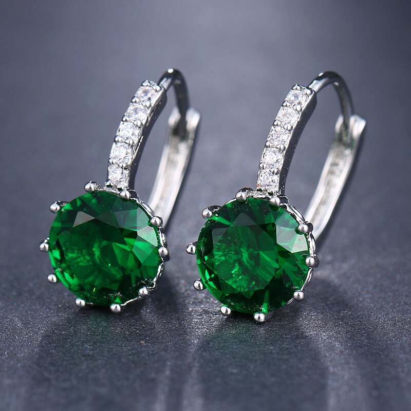 Vrouwen Oorbellen Zirkoon Shiny Stud Oorbellen 10 Kleur Aaa Elements Clip Oorbellen Vrouwen Banket Bruiloft Sieraden Vrouwen: Green