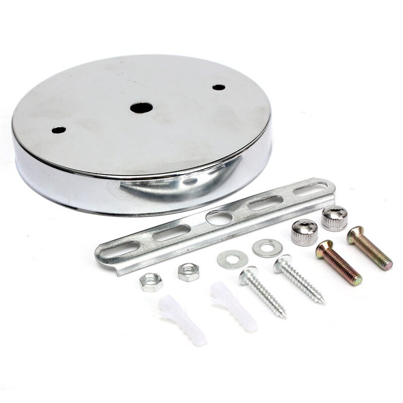 E27 Bulb Lamp Base Holder 120mm Lamp Base Ceiling Canopy Wall Lights Mount LED Vintage Pendant Light Lamp Disc Base: Chromium