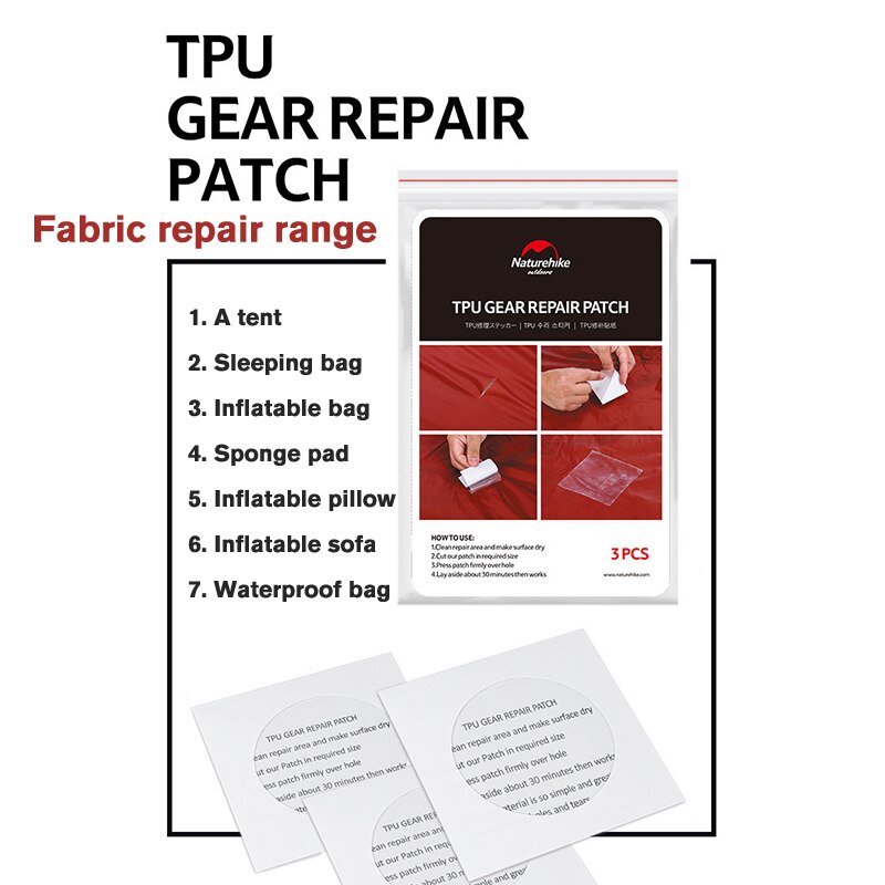 3 stück naturehike campingzelt tpu ausrüstungsreparaturflicken wasserdichter flicken schlafsackmatte