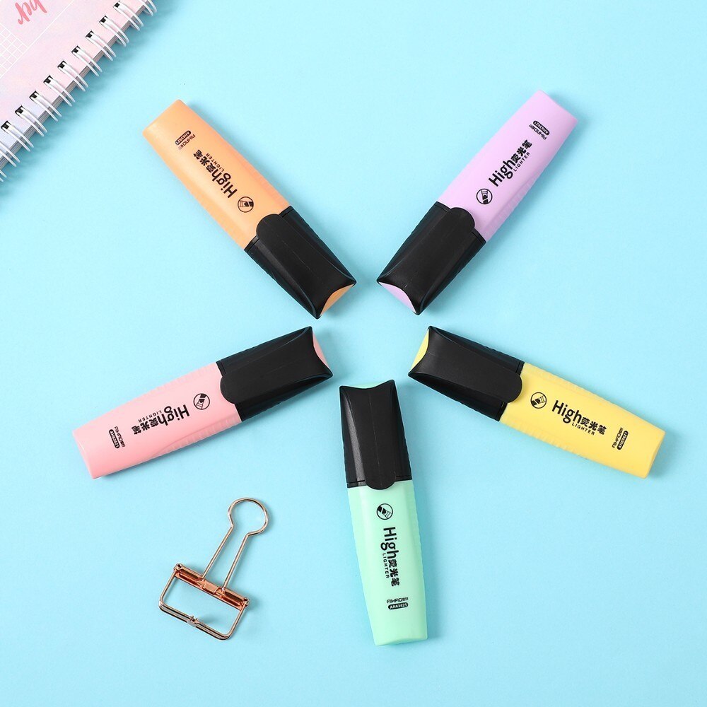 Jianwu 6 stk/sæt makron highlighter sød skrånende hoved fluorescerende pen børn graffiti markør kugle dagbog brevpapir forsyning