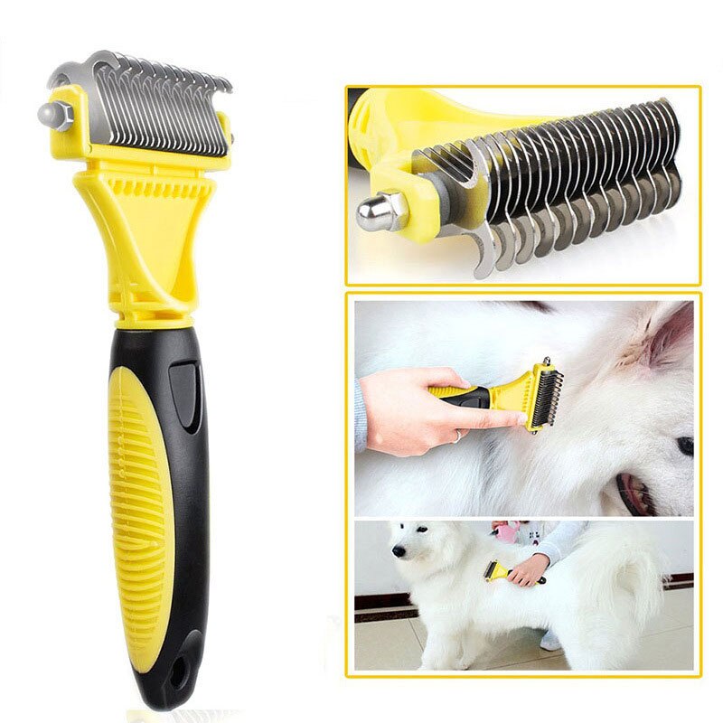 Dubbele Side Pet Bont Hond Borstel Kam Hark Haar Borstel Kat Grooming Deshedding Trimmer Tool Hond Kam Huisdier Borstel Rake 12/23 Blades