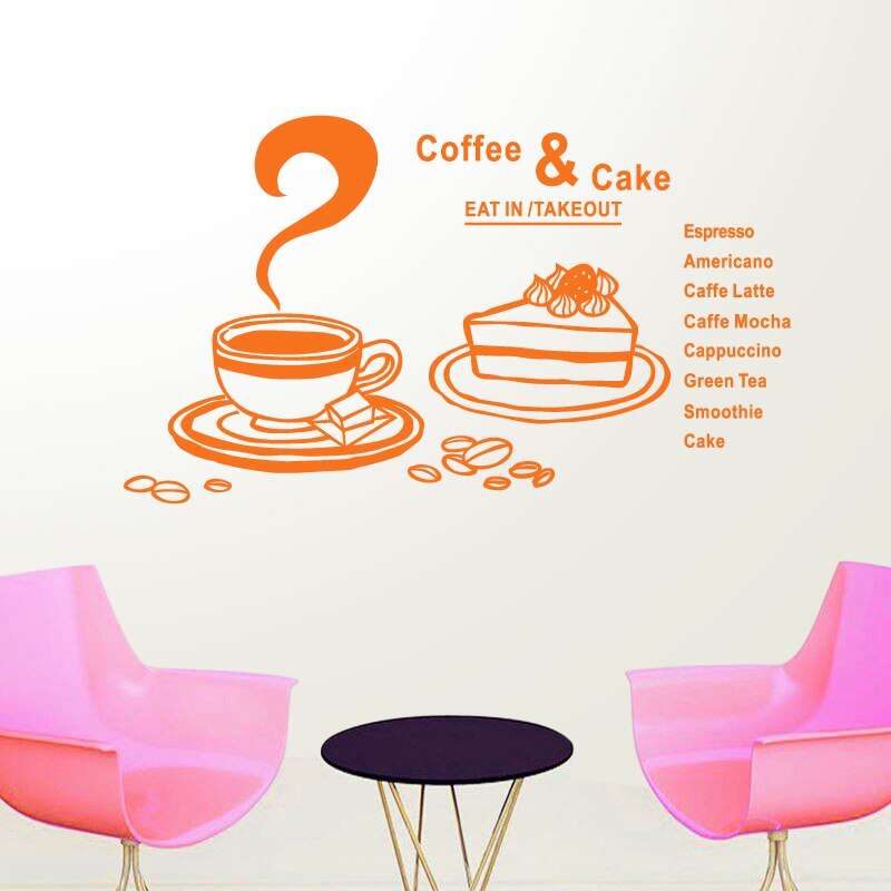 Coffee Shop Sticker Bean Milk tea Decal Cafe Cup Vinyl Art Wall Decals Decor Mural Decoration Break Coffee Glass Decals CAFE1010