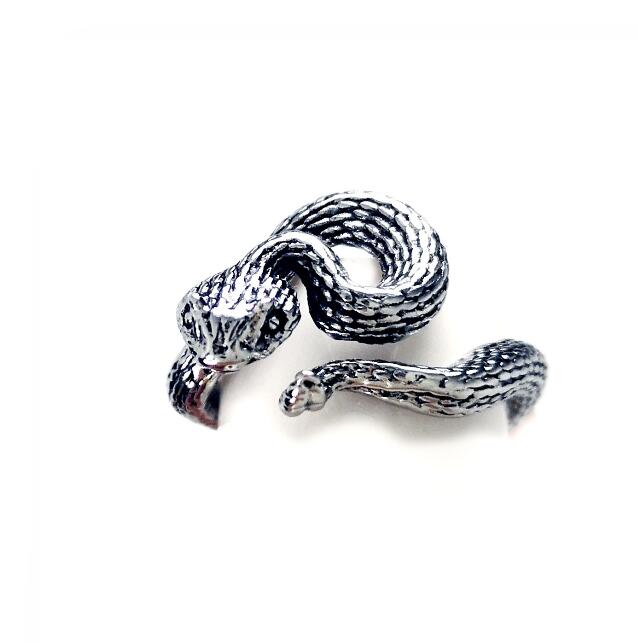 Anillo ajustable para hombres, niñas y mujeres, serpiente negra de oro ajustable, Animal feroz, Retro, Punk, esguinces muy grandes, Faraón egipcio: RK6