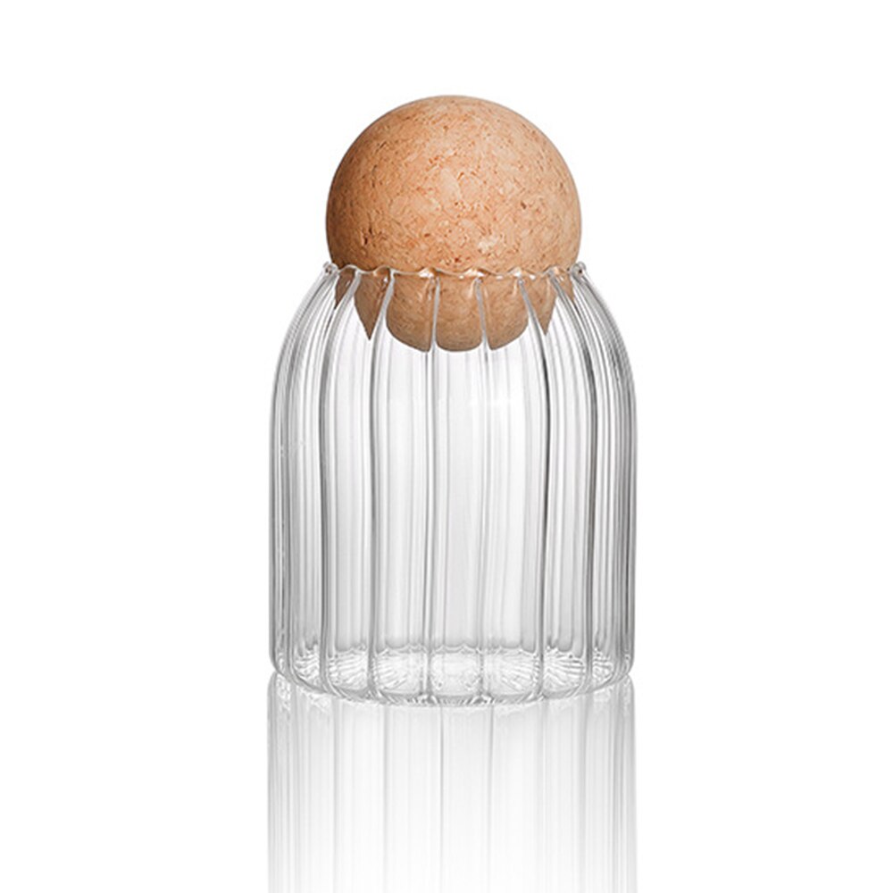 Bote de cristal sin plomo de corcho de bola con botella con tapa, tanque de almacenamiento, latas de té selladas, tarros de almacenamiento transparentes de cereales, contiene café: 10cm B