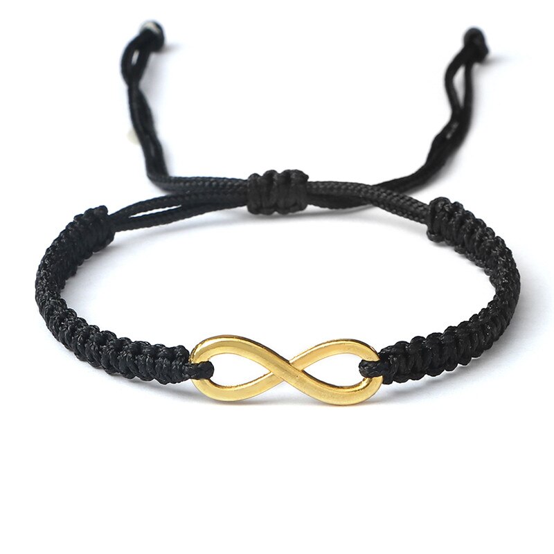 Charm Paar Armband Handgemaakte Gevlochten Touw Infinity Vriendschap Verstelbare Armbanden En Armbanden Voor Vrouwen Mannen Mode-sieraden: Black-gold