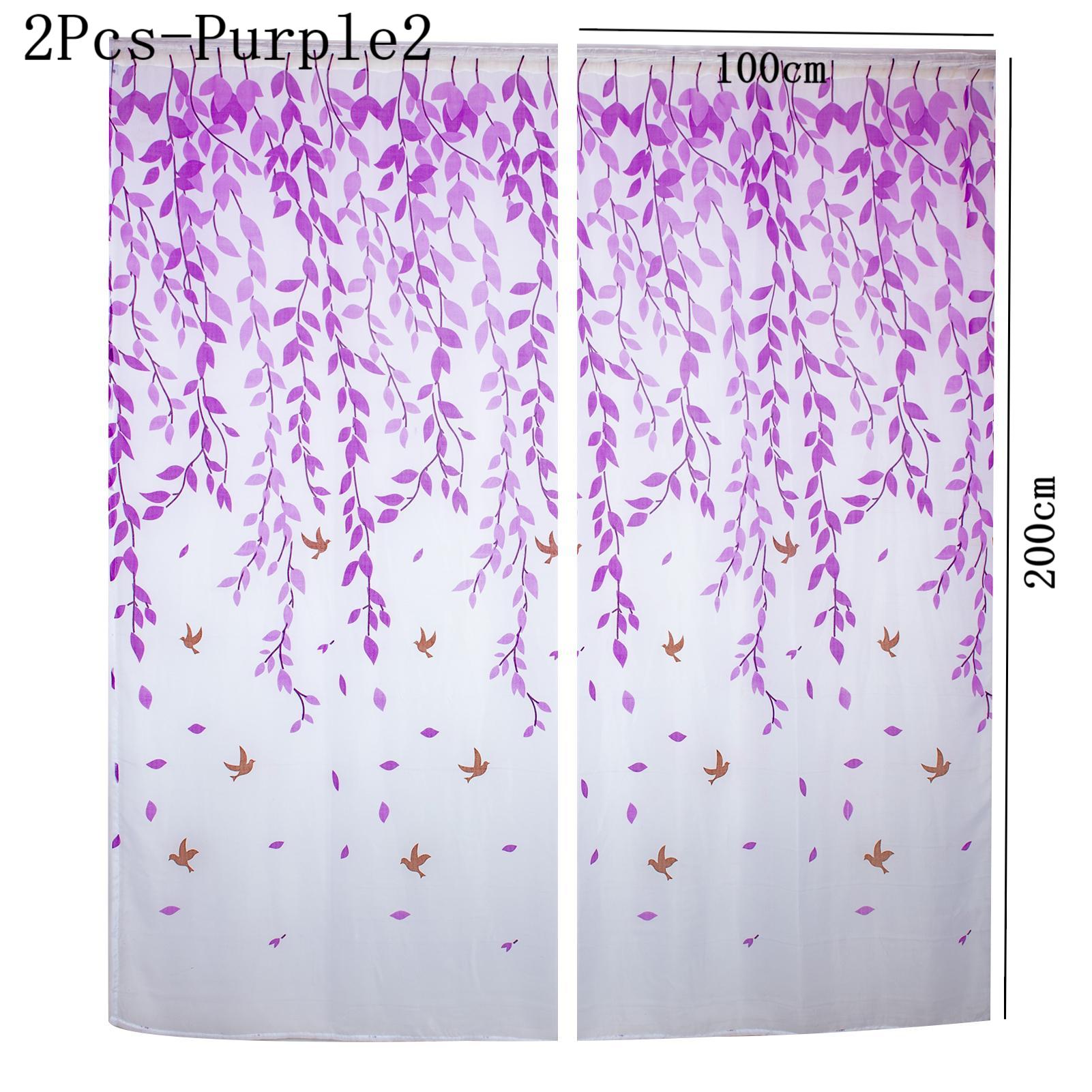 1Pc/2Pcs Soft Curtain 1*2m / 1*2.7m Lightweight Voile Curtain Reusable Polyester Peony Flower Printed Curtain Room Decoration: light green