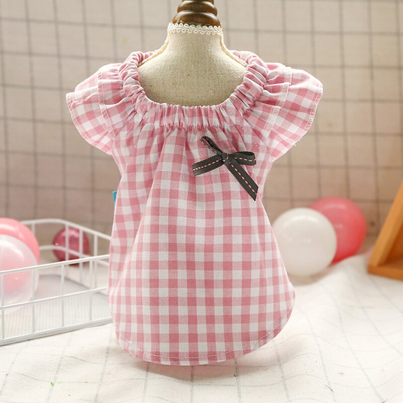 Plaid chien printemps été vêtements coton bébé chemise nœud papillon doux dame chien chat vêtements pour petits chiens Yorkshire carlin chiot vêtements