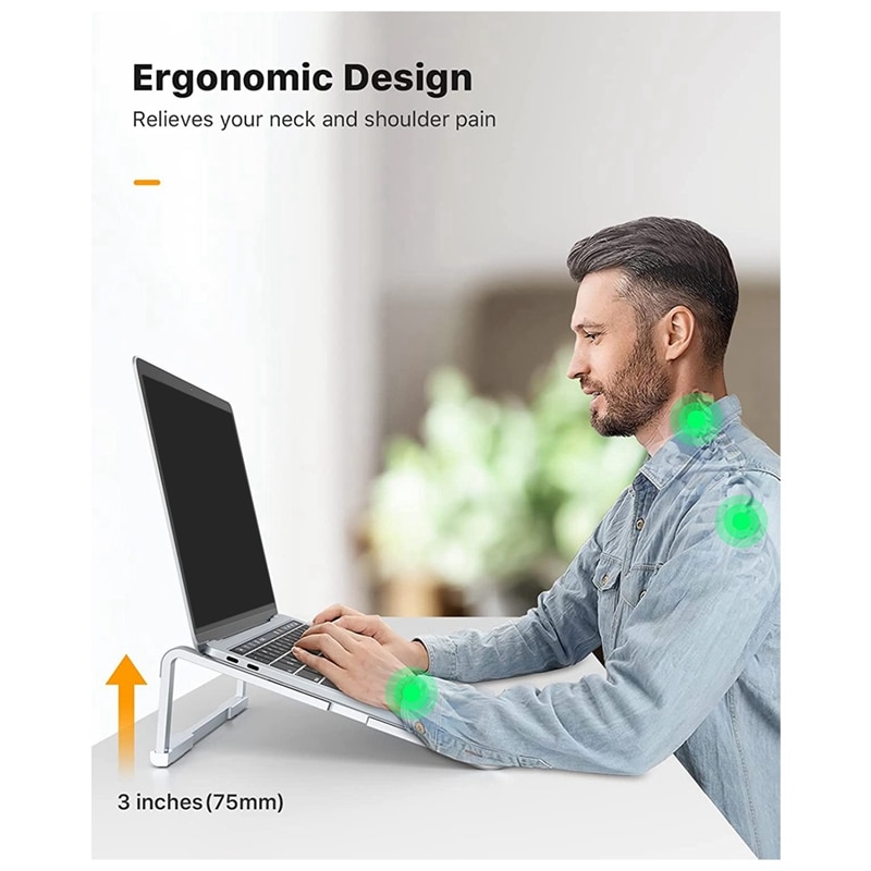 Foldable Laptop Stand for Desk,Portable Computer Stand, Ergonomic Aluminum Stand, Laptop Riser Holder Compatible