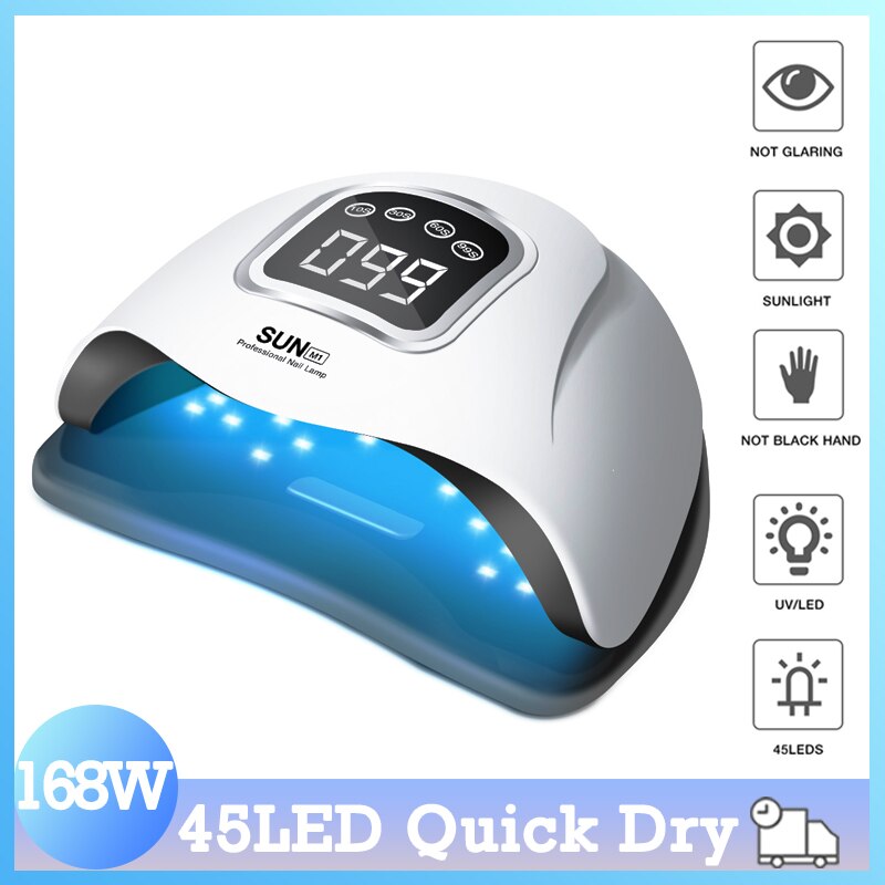 SUN M1-Lámpara de secado rápido para uñas, accesorio para manicura, con 45 LED UV, 168W