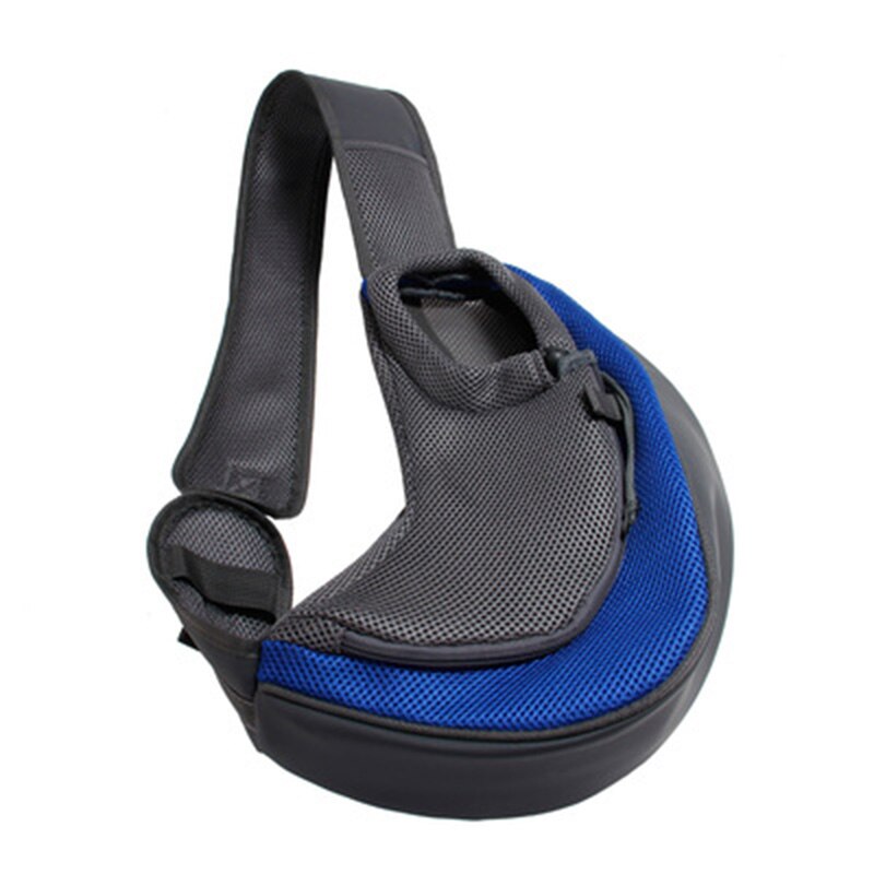 Bandolera de malla para perro y gato, bolso de hombro transpirable, cómodo, para cachorros y gatitos, Oxford: Azul / L