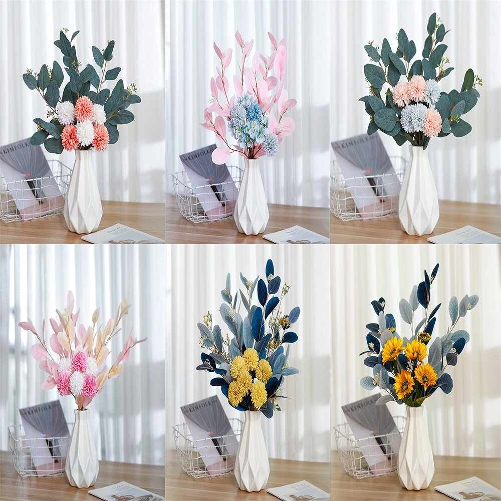 1pc Artificial Flower Simulation Handmade DIY Bouquet Dutch Leaf Bride Dandelion Bridal Bouquet For Home Wedding Vase Decoration