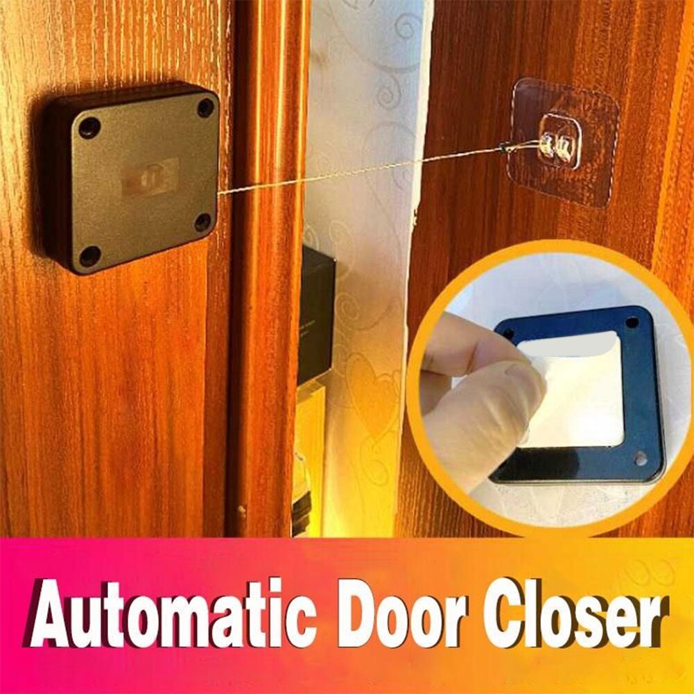 Home Door Closers Punch Free Strong Adhesion Steel Wire Fast Closing Automatic Sensor Door Closer tool