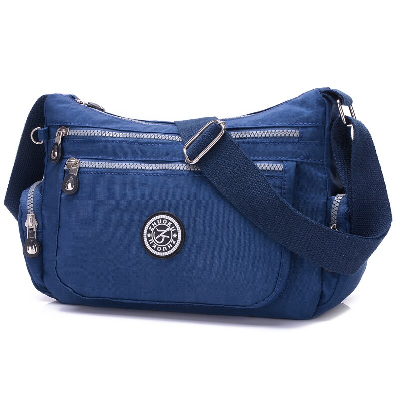 Bolsos pequeños de hombro para mujer, bandolera con cremallera, bolsos Hobo, famosa Bolsos De Mujer con solapa, Mini bandolera de nailon para playa, un bolso principal: Dark blue