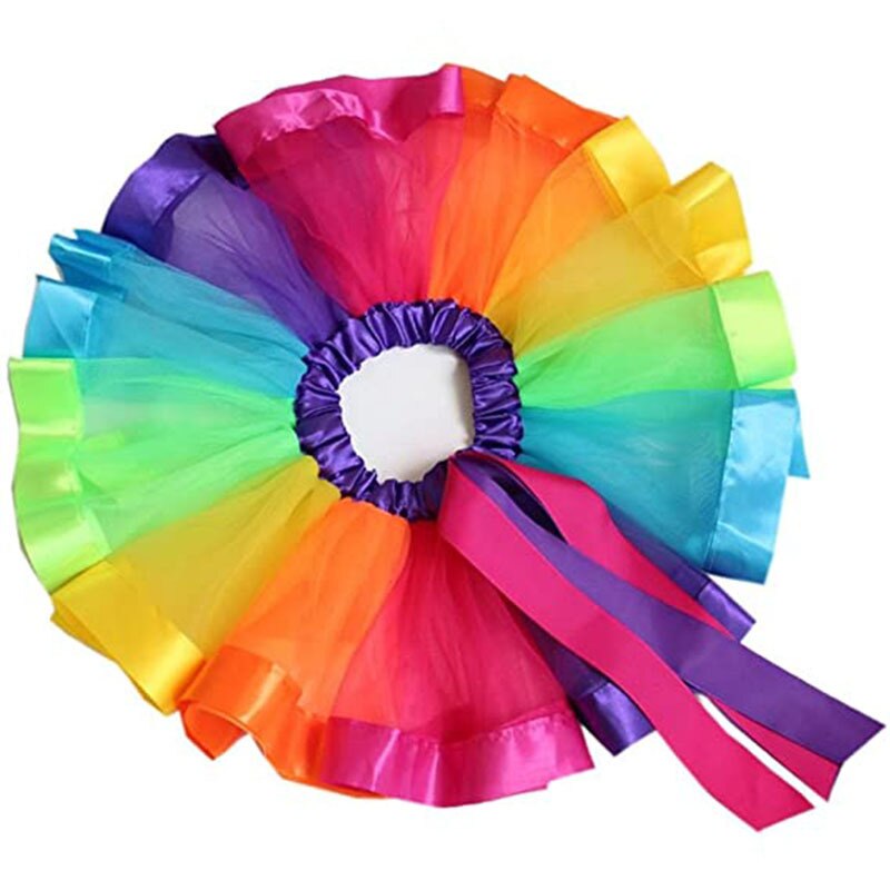 1Set Baby Meisje Boog-Knoop Hoofdband Party Dance Kinderkleding 3-7Yrs Regenboog Prinses Tutu Rok Tule Rok Pak