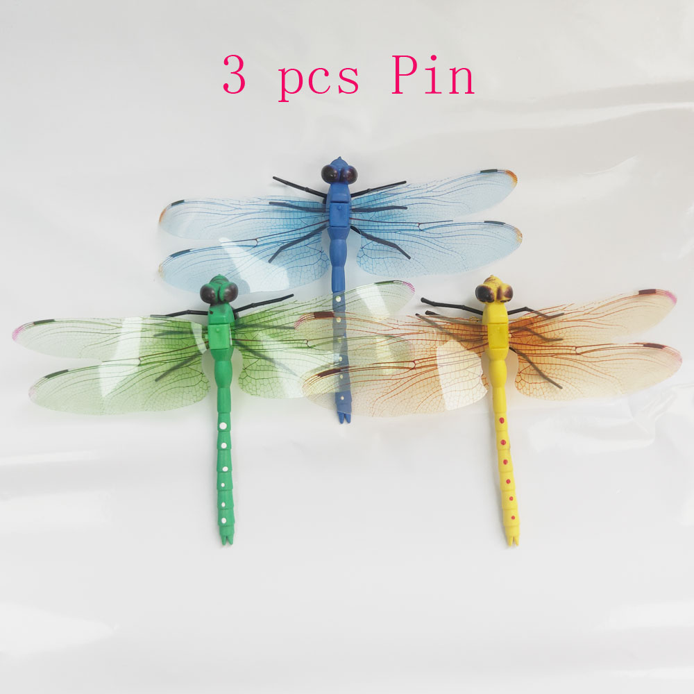Home Decoratie 3D Stickers Dubbele Laag Vleugels Pvc Vlinder En Plastic Libel Voor Muur En Koelkast Kamer Dector: 3 pcs Pin