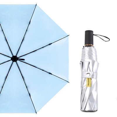 Folding Umbrellas Rain Woman Super Anti UV Parasol ladies Summer Travel Sombrilla Playa Man Sun Umbrellas guarda chuva sombrinha: light blue