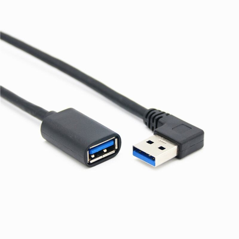 90 Degree Right Angle Super Speed USB 3.0 Male to Female Extension Cable Cord Adapter 30CM/60CM H05A