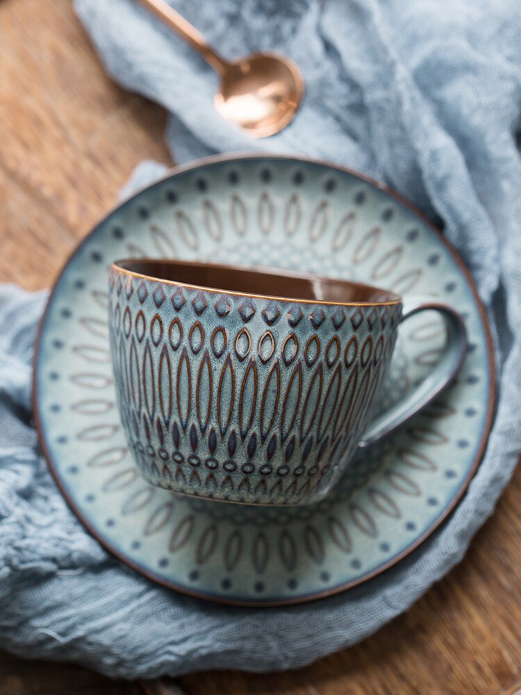 Teacup Ceramic Coffee Cup Saucer Set Decor Ceramic Coffee Cups Chinese Travel Crockery Tazas De Cafe Tableware BJ50BD