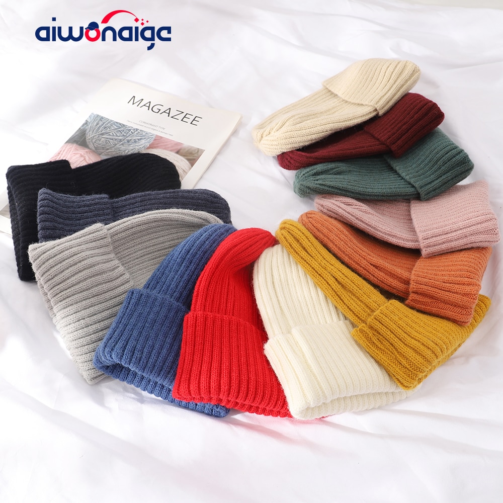 Kvinder vinter varm hue uld strik hue hatte kvinde hue behagelig bomulds kasket slouchy beanie hække kasket flere farver