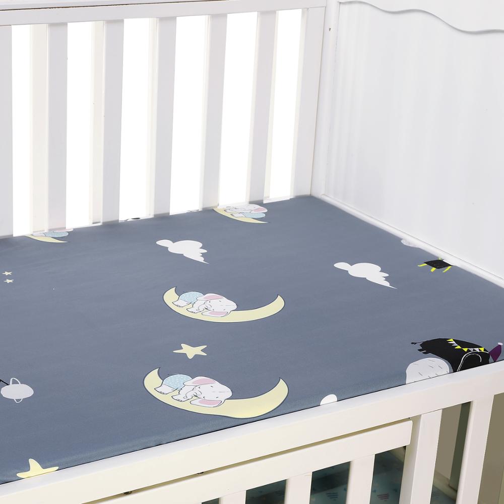 Baby seng madras dække blød beskytter tegneserie trykt nyfødt baby sengetøj til barneseng 100%  bomuld krybbe monteret ark størrelse 130*70cm: Zld 0004