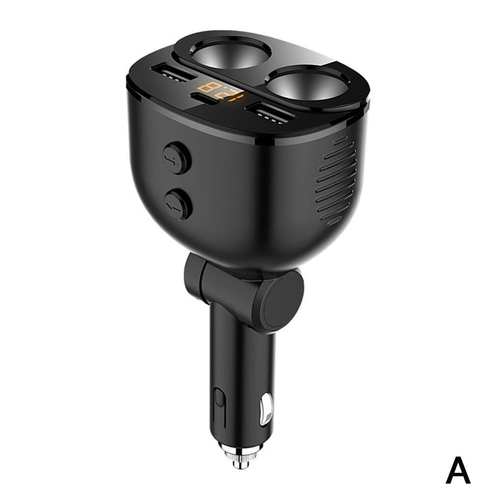 Autolader 2 -weg auto sigarettenaansteker splitter dubbele usb + type -c 12v stroomadapter 5 in 1 snelladen  qc3.0 laders: Zwart  c06