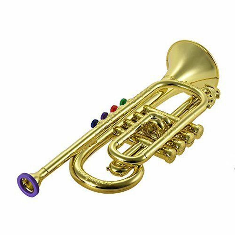 Trompet Hoorn Met 4x Sleutels Educatief Developmental Gouden Muzikaal Speelgoed Voor Kinderen