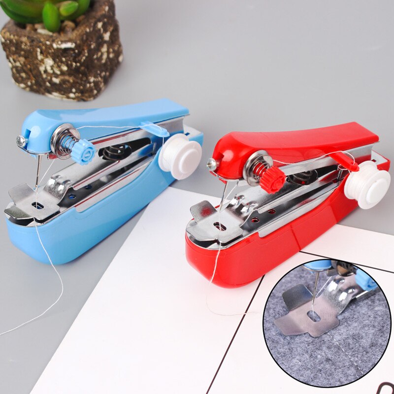 Mini Hand-Held Clothes Fabrics Sewing Machine Mini Portable Needlework Manual Sewing Tools Stitching Machine