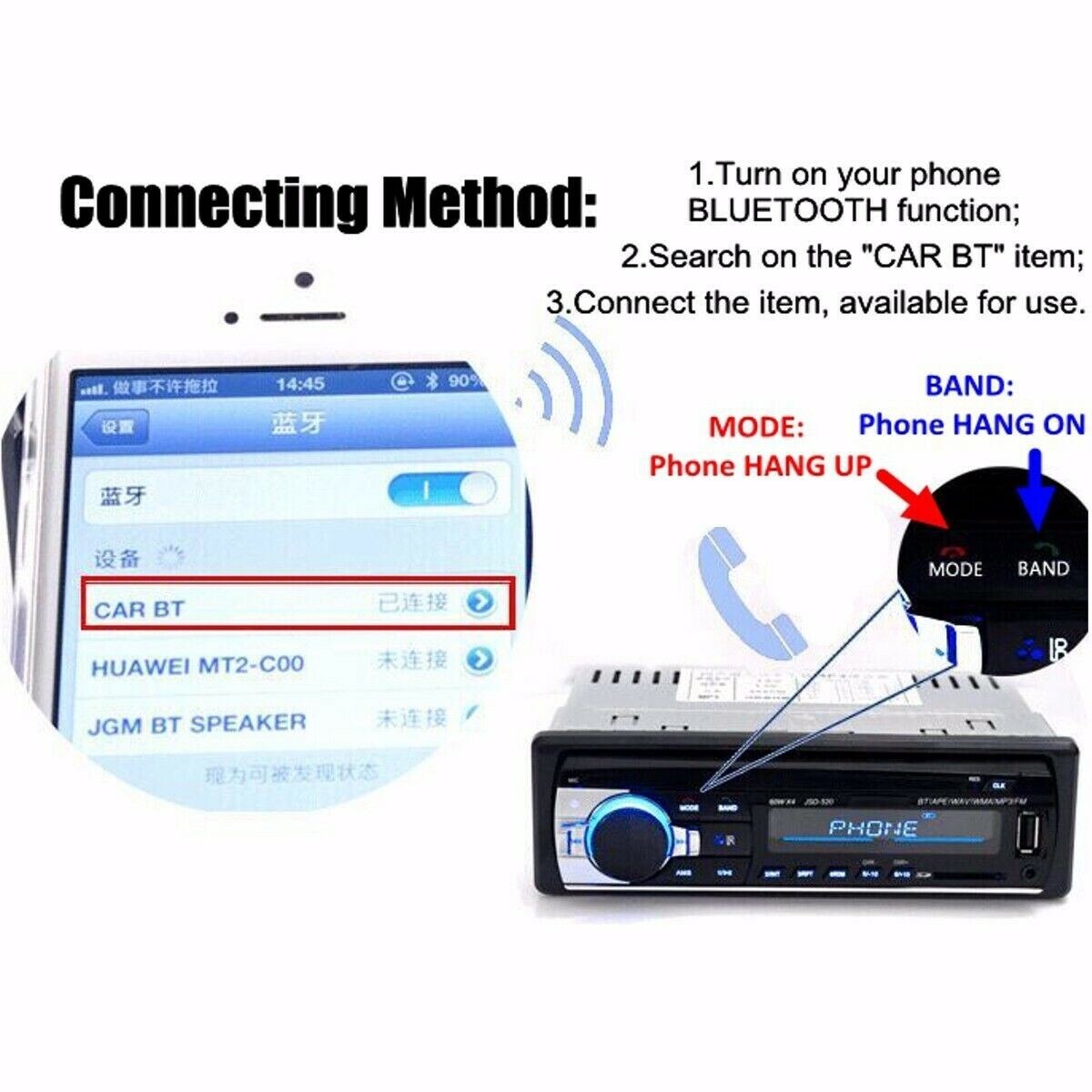 Radio FM estéreo para coche, reproductor MP3, unidad principal de salpicadero, Bluetooth, SD, FM, Aux, receptor de entrada, reproductor Multimedia, 12V, 1 Din
