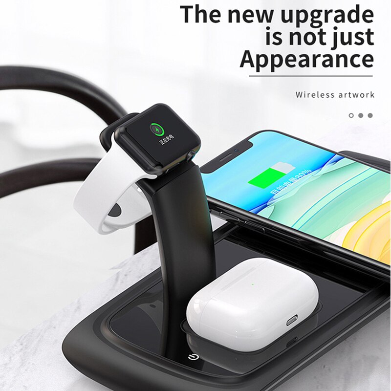 15W Snelle Qi Draadloze Lading Universele 3 In 1 Draadloze Oplader Voor Iphone 11 Xs Iwatch Airpods Pro Telefoon stand Laadstation