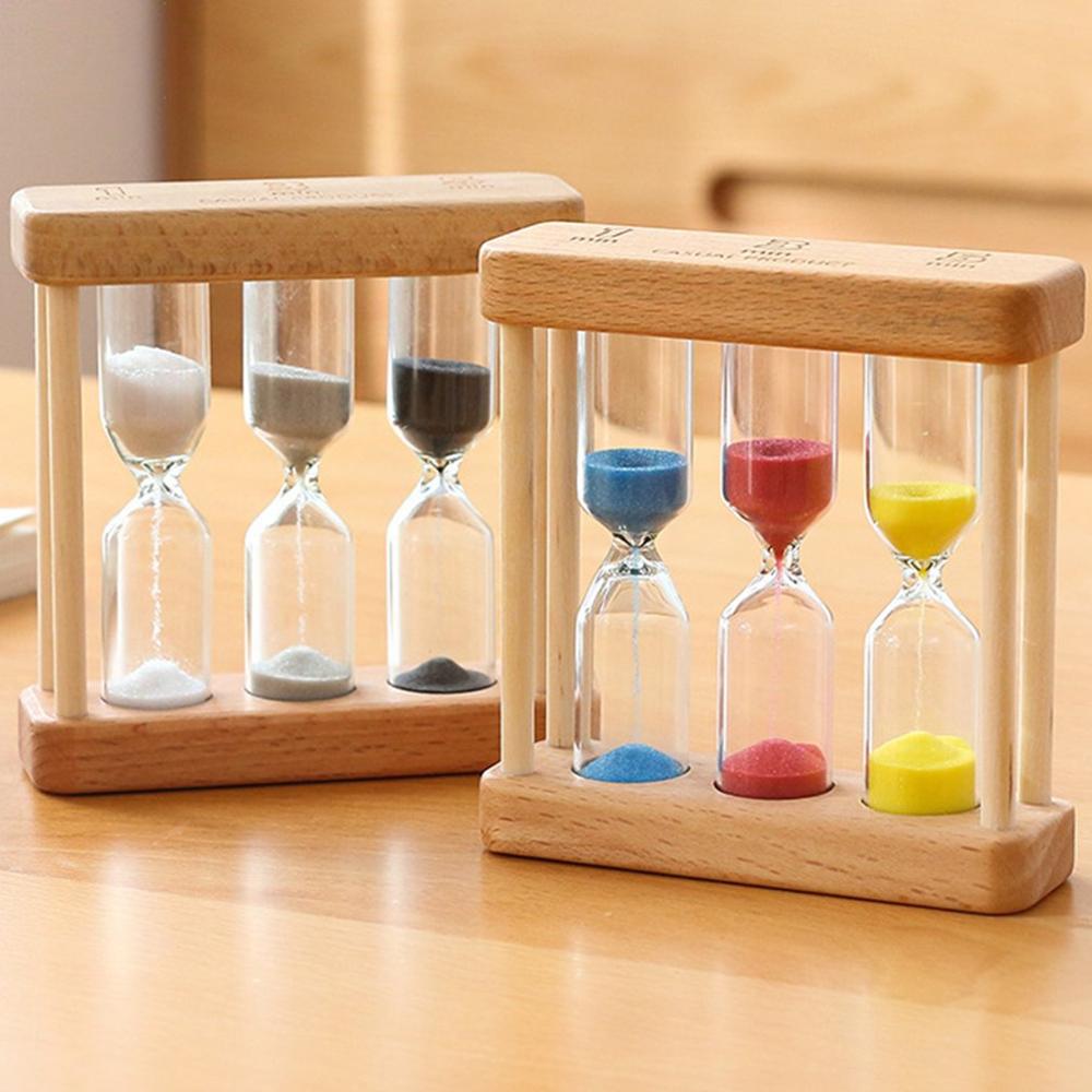 1/3/5 Minute Wooden Sand Glass Hourglass Timer Clock Home Decor For Childern Simple Style