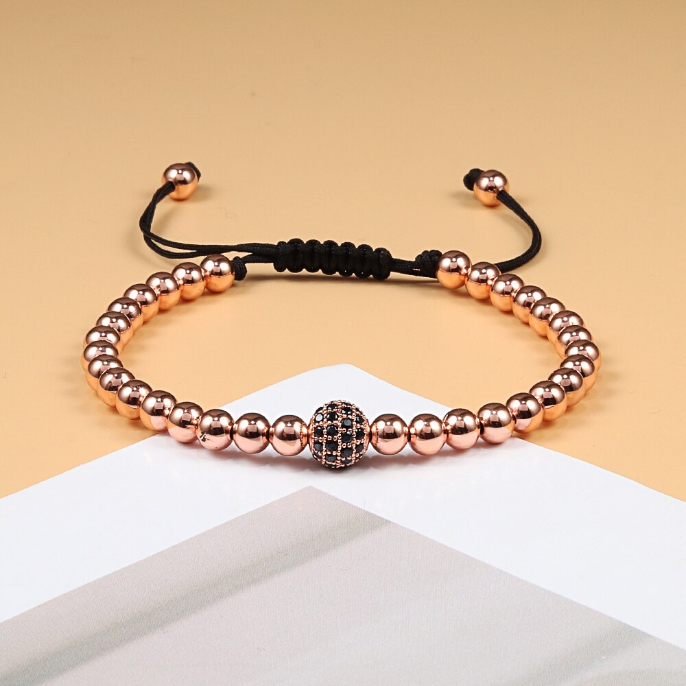 Leopard Head Bracelet Adjustable Beads Pave Zircon Bracelet For Men Women Charm Jewelry Best Friend: rose gold