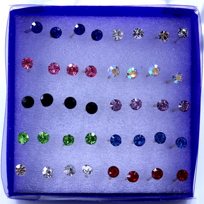 20 Paren/set Kleurrijke Crystal Stud Oorbellen Set Voor Vrouwen Sieraden Steentjes Piercing Oorbellen Kit Pack Veel Bijouteria Brincos: Colorful