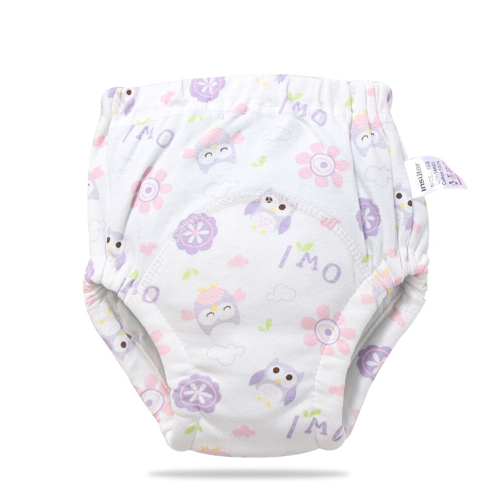 1Pc Baby Diapers Reusable Cloth Nappies Waterproof Child Boys Girls Cotton Training Pants Washable Underwear Cloth Diapers: Owl / M(90cm)