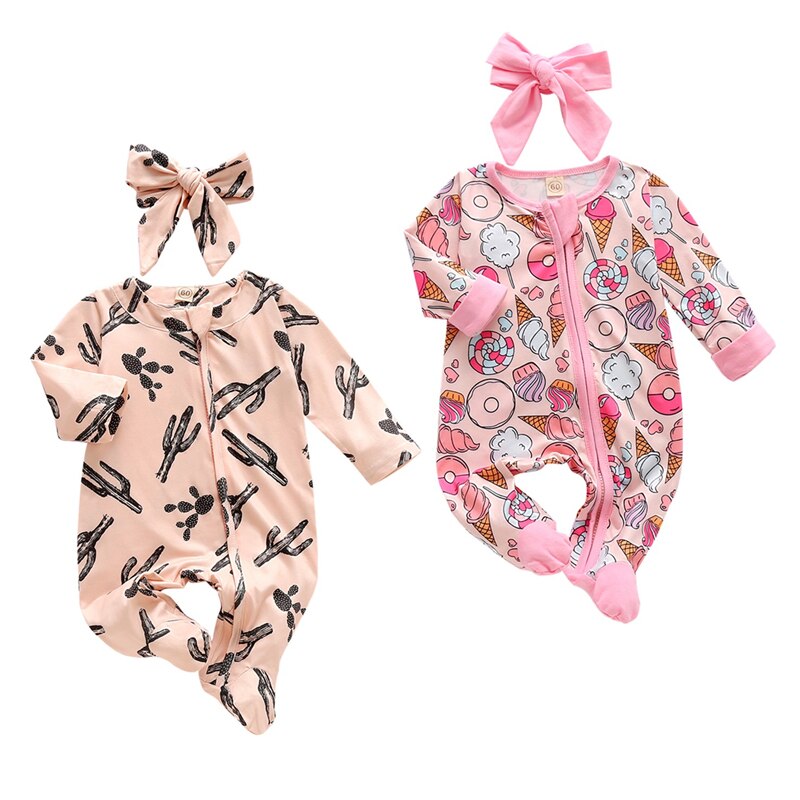 Roupas para bebê recém-nascido de 0 a 6m, menino, menina, manga longa, outono, inverno, macacão infantil, estampa de cabeça, roupa de dormir