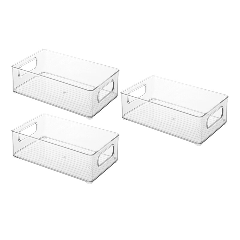 3 Pack Plastic Keuken Pantry Kast, Koelkast Of Vriezer Voedsel Magazijnbakken, Organisator Voor Fruit,Snacks,10 Inch Lange