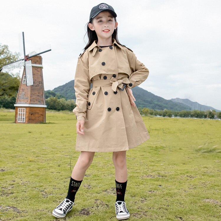 girls trench autumn kids trench england style long jackets for girls children birthday clothes girls casual outerwear jackets