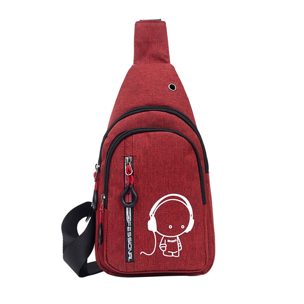 Bolsa de cintura unissex, bolsa esportiva de lona com zíper, pochete de rua, para meninos e meninas, estampada sacos # t2g: Red