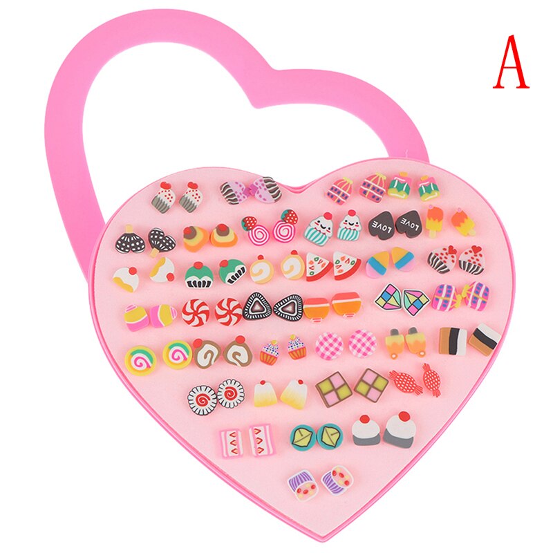 36 Paren/set Cartoon Polymeer Klei Stud Oorbellen Set Handgemaakte Vruchten Oorbellen Voor Vrouwen Meisjes Kinderen Grooming Kits: 1
