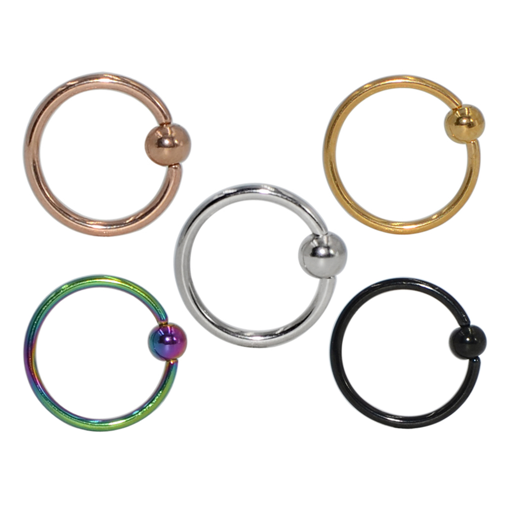 5 unids/lote de anillo cautivo de acero quirúrgico de colores mezclados, aro para la oreja, anillo para la nariz, aro para la oreja, cartílago del trago, Piercing, joyería para el cuerpo, pendiente: Blanco / Color amarillo claro