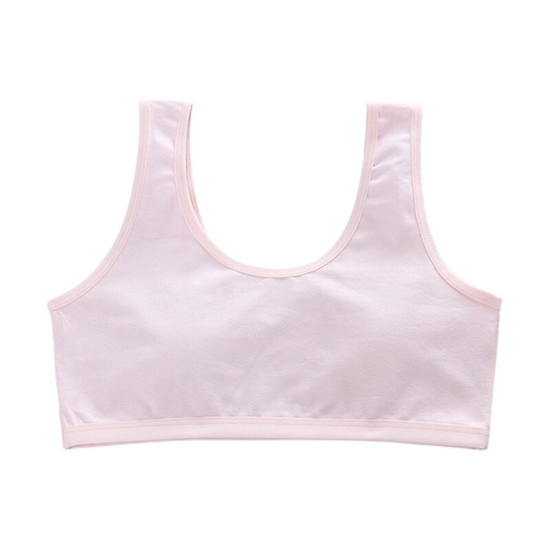 Cute Girls Training Bra Solid Color Crop Tank Bras for Girls Seamless Bra Wireless Unpadded Bra Wide Shoulder Strap: P