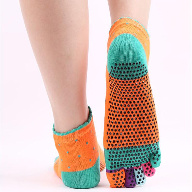 Calcetines de Pilates antideslizantes divertidos de dibujos animados con cinco dedos, calcetines deportivos informales de interior separados para hombre, calcetines de algodón para Yoga para mujer