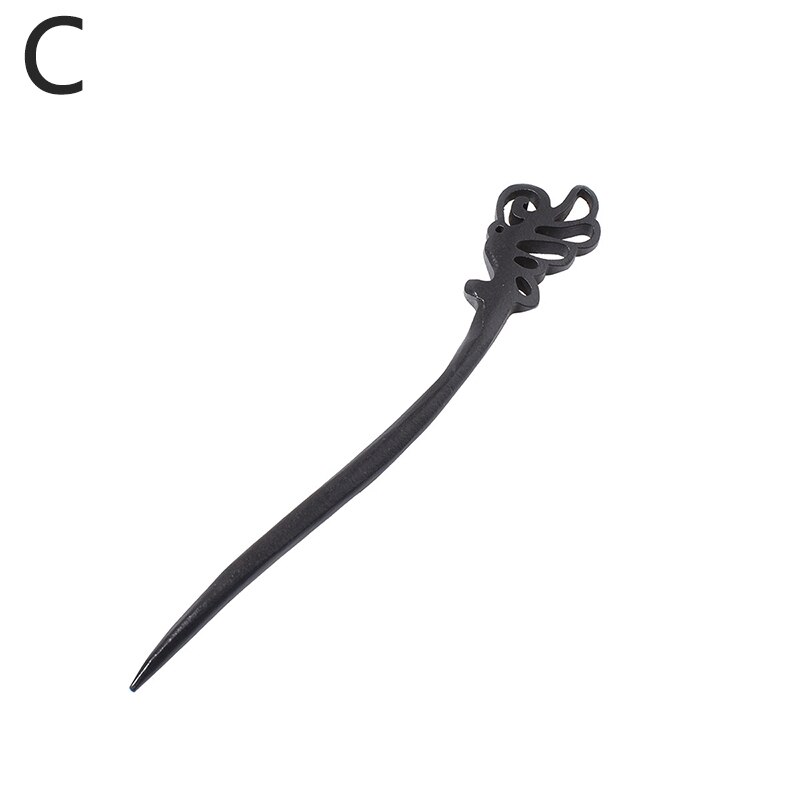 Handsnidade svart ebenholts trä hårnål lång fjäril drake vinkel hår pinnar kvinnor bröllop accessoarer brud huvudbonader smycken: C