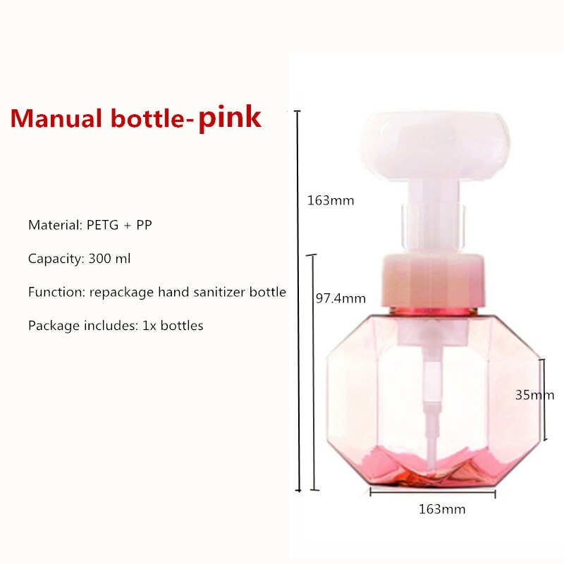 Auto Liquid Soap Foam Dispenser Rechargeable With Temperature Display Touchless Sensor Smart Hand Sanitizer Machine for Bathroom: Manual bottle-pink