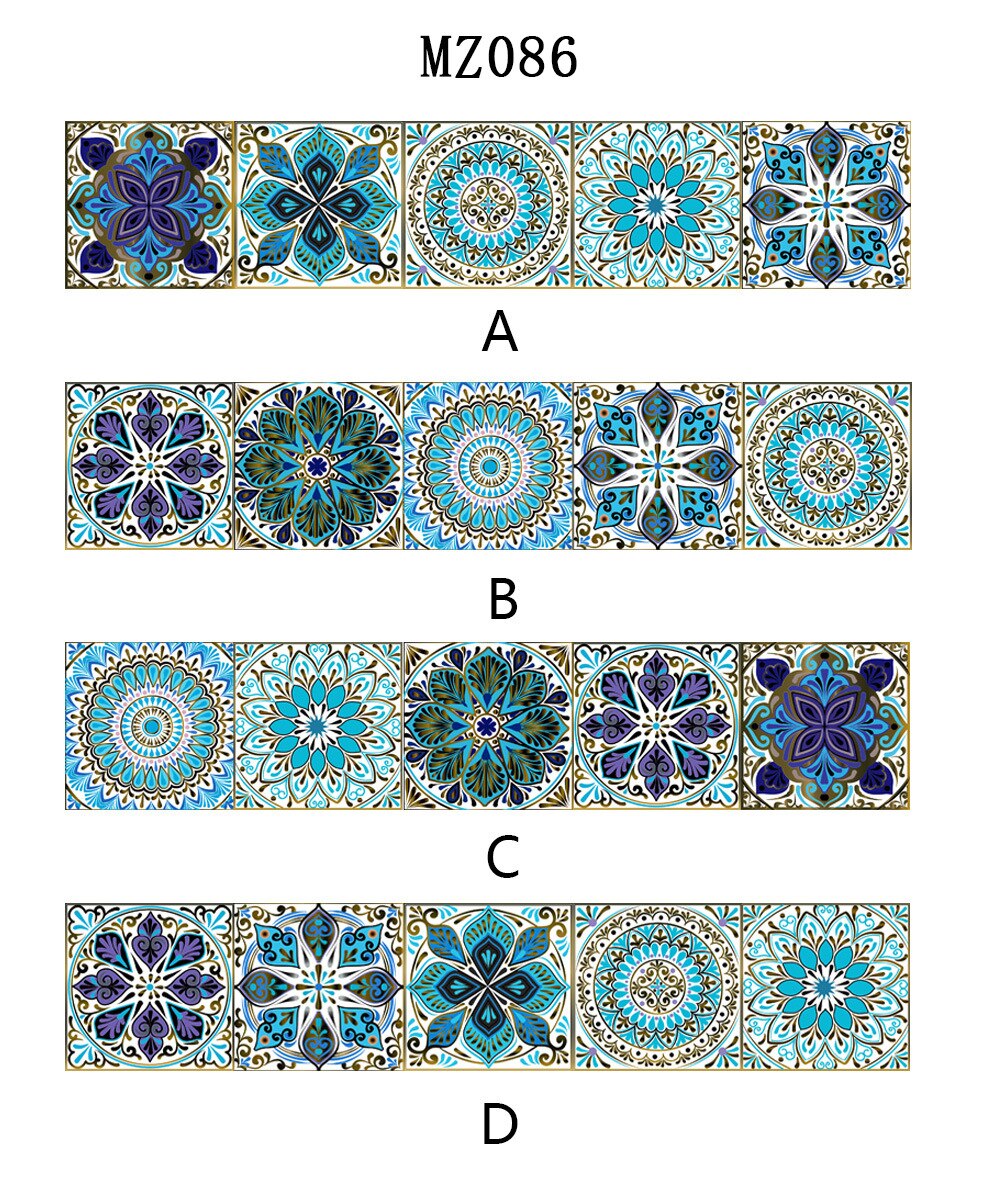 Blau Mandala Streifen Fliesen Aufkleber Küche bad boden dekoration tapete Wasserdicht self-adhesive hause renovierung aufkleber